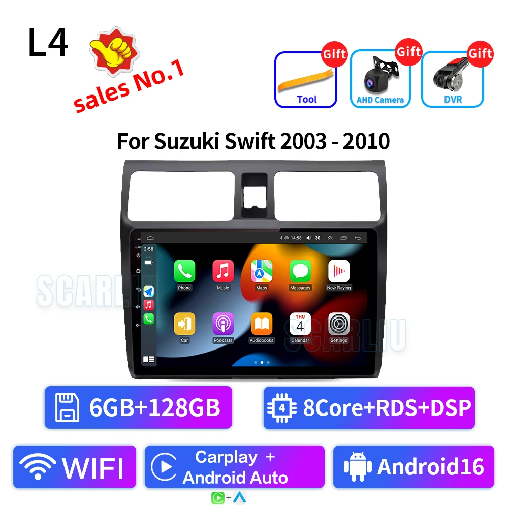 2din Android 16 Autoradio voor Suzuki Swift 2003-2006 2007 2008 2009 2010 Multimedia Speler Carplay Stereo GPS DVD Head Unit
