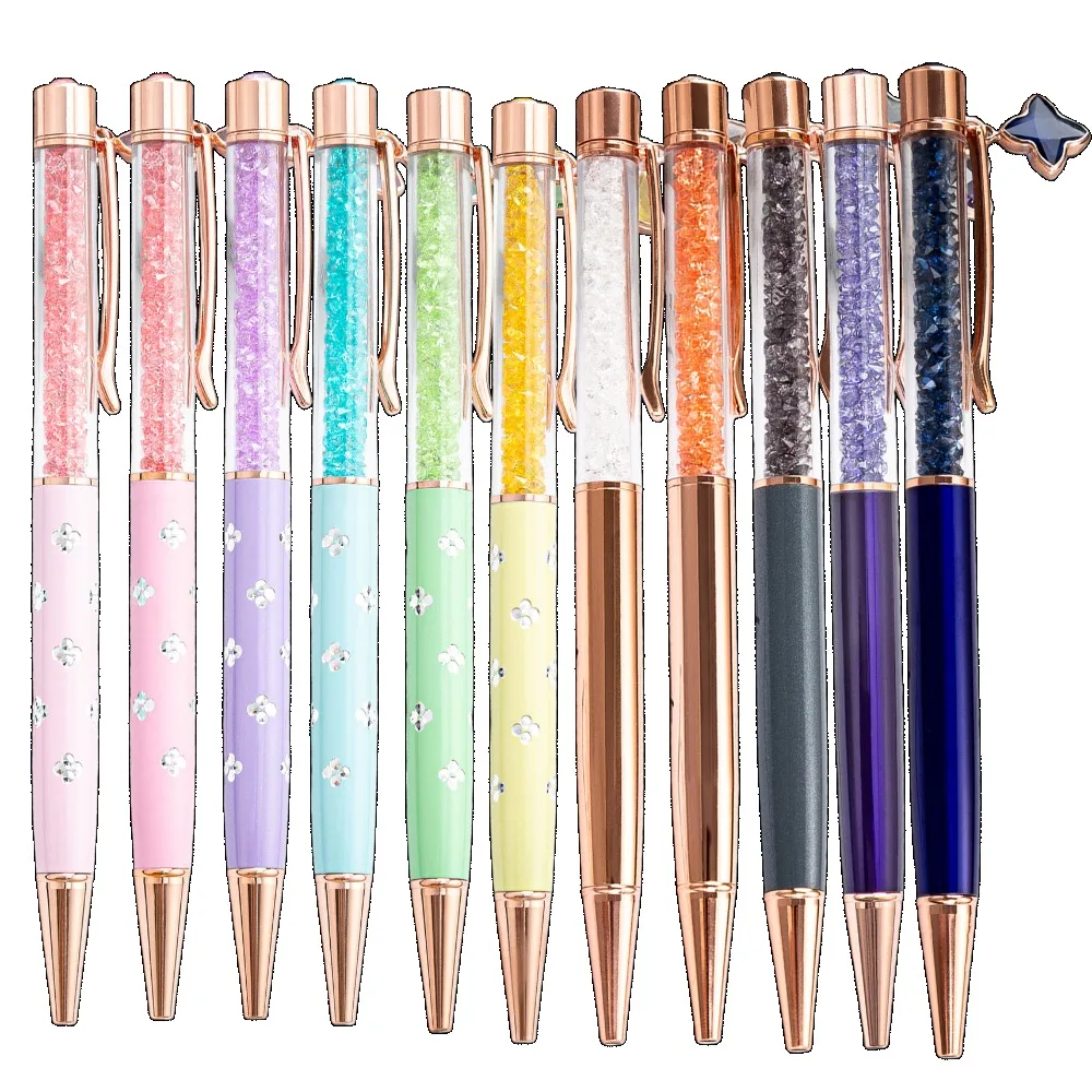 1 stks Metalen Kristal Ommerciële Balpen Hanger Ondertekening Pen Reclame Geschenken School Student Schrijven Kantoorbenodigdheden