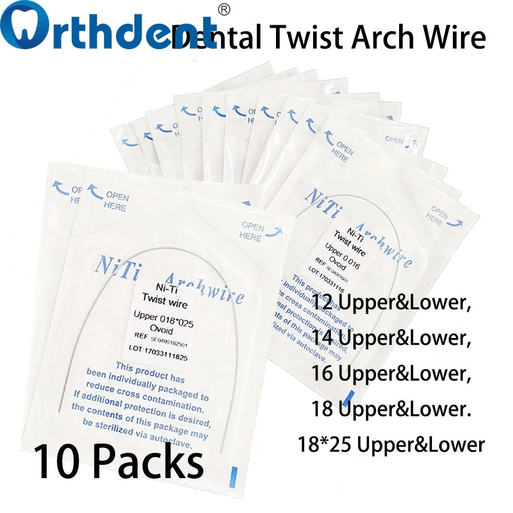 

10Pcs/10Packs Dental Niti Twist Arch Wire Orthodontic Niti Archwire Ovoid Form Round/Rectangular Dentistry Correction Material