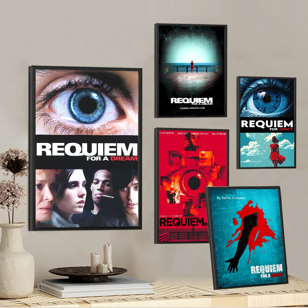 Requiem for A Dream Movie Sticky Posters Fancy Wall Sticker for Living Room Bar Decoration Vintage Decorative Painting