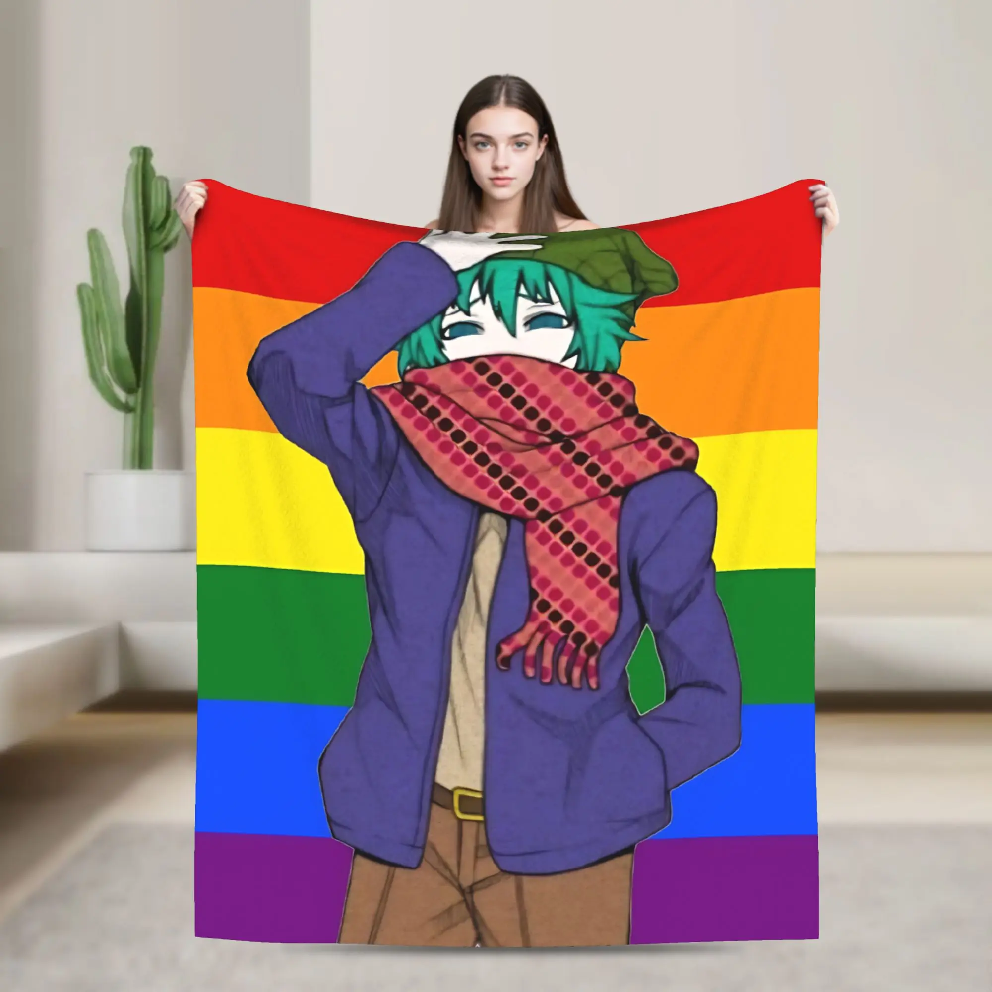 Shin tsukimi sou hiyori yttd anime gay lgbt Camping ropa de cama de felpa lanzar novedad sofá silla colcha de franela funda de sofá cama