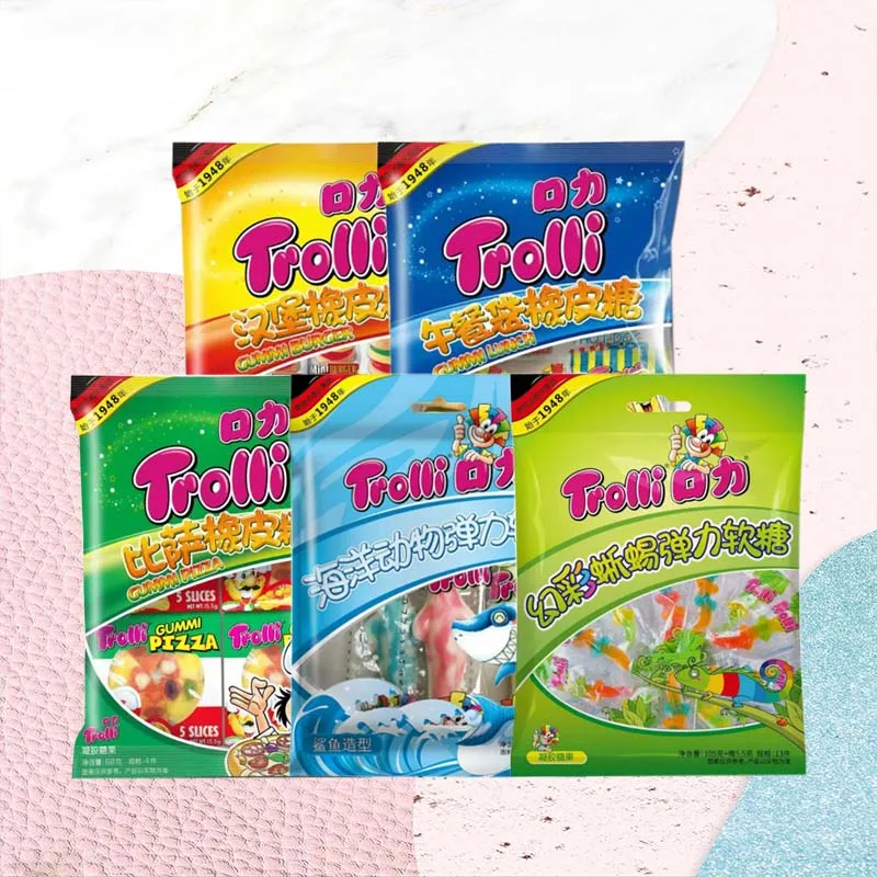 1 pak Trolli Gummi-vorm Snoep 2,4/2,72/3,53/3,71/3,81 oz (68/77/100/105/108 g)