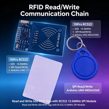 10Pcs RC522 RFID Kit Mifare S50 13.56MHz SPI Read/Write with Tags for Arduino UNO/MEGA2560