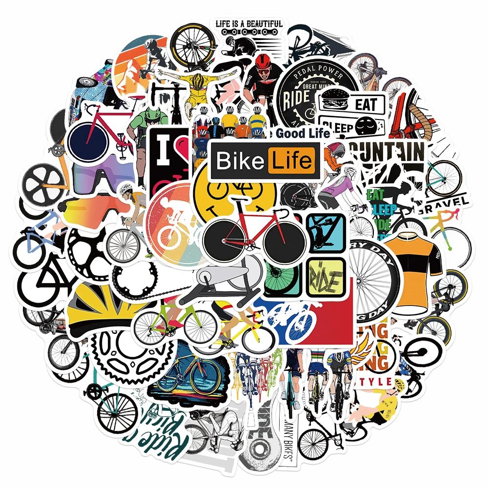 

10/30/60pcs Cartoon Bicycle Riding Stickers I Love Ride Graffiti Sticker Water Bottle Suitcase Phone Car Funny Decals Decoration