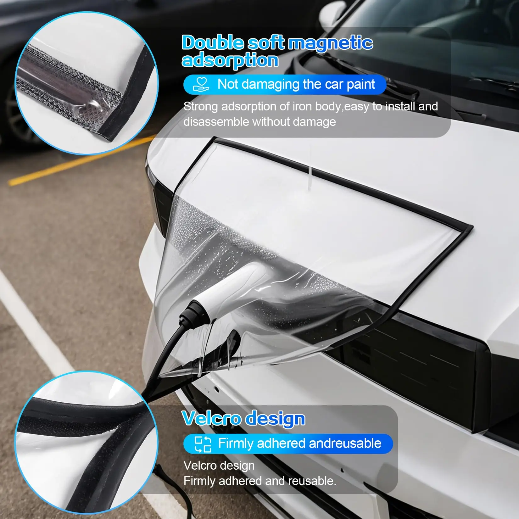 Magnetic Raincoat for Electric Car Charger Steel-Bodied Vehicles Waterproof EV Charging Port Cover Rainproof Snowproof Dustproof