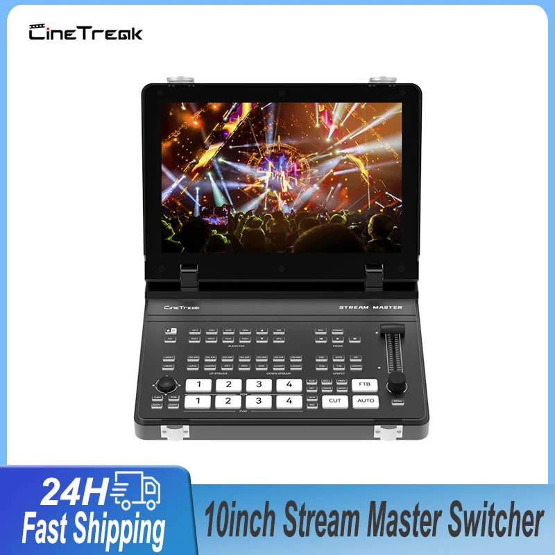 Cinetreak Stream Master Live Streaming Switcher 10inch HD Screen 4 Channel SDI-HDMI Inputs Video Switcher Mixer With PTZ Control