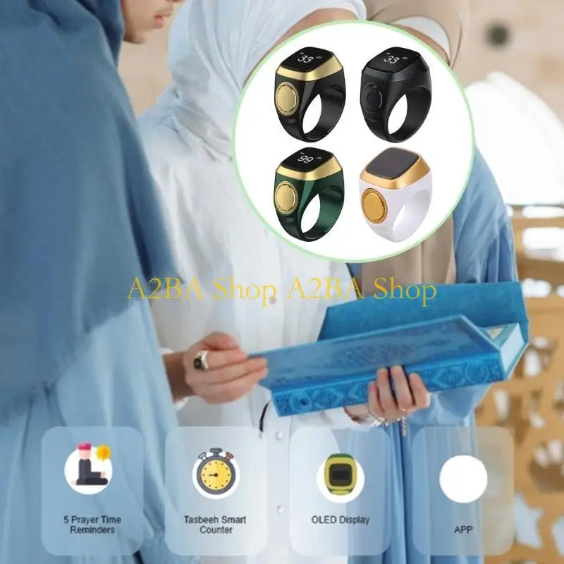 

A2BA Electronic Prayer Rings 22mm Intelligent Zikr Counter Rings with Vibrating Alert