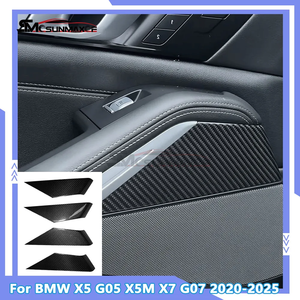 

4 шт., настоящее углеродное волокно для BMW X5 G05 X5M F95 X7 G07 2020-2025, декоративные наклейки на внутреннюю дверную панель автомобиля