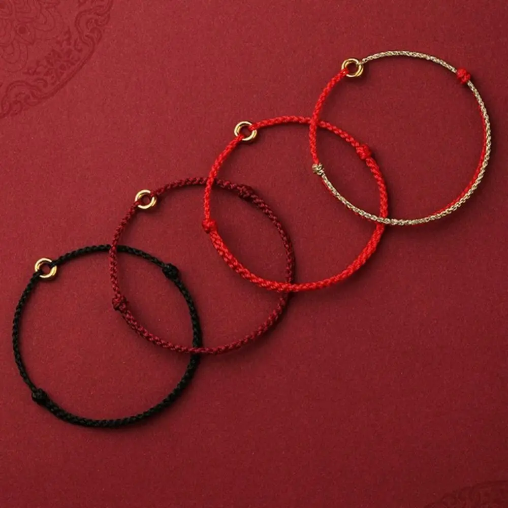 Handmade Ping Buckle Red Rope Charm Chinese Zodiac Year Hand Braided Rope Friendship Charms Bangles Anklet for Friend Lovers - Image 2