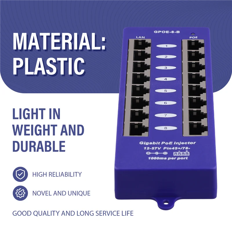 

802.3Af Mid-Span Poe Injector Mode B для сети видеонаблюдения Mikrotik UBNT, настенный монтаж