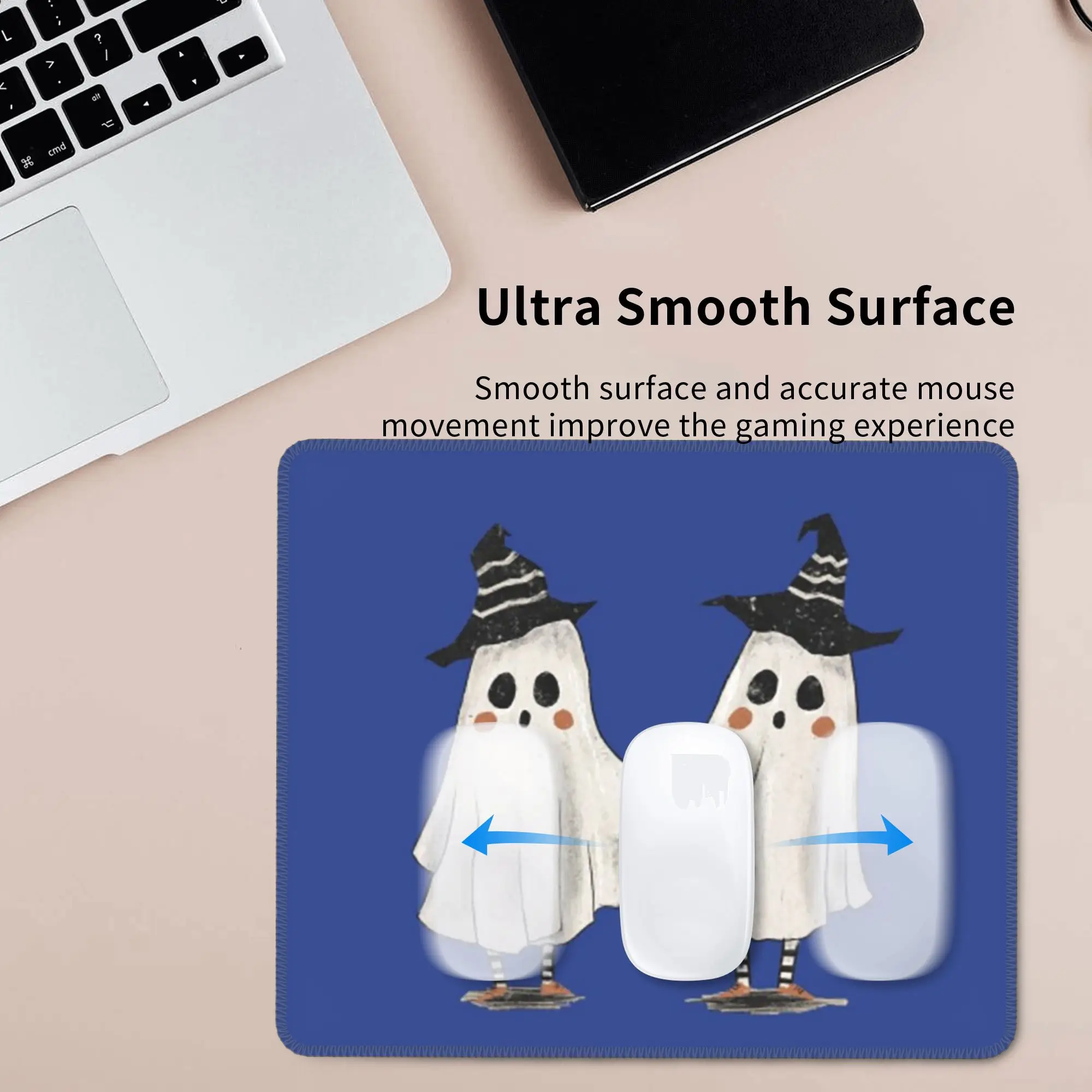 Adorable Two Ghosts Motif Mouse Pad Computer Keyboard Mouse Mat Gamer PC Laptop Desk Mat Office Accessories Table Mats
