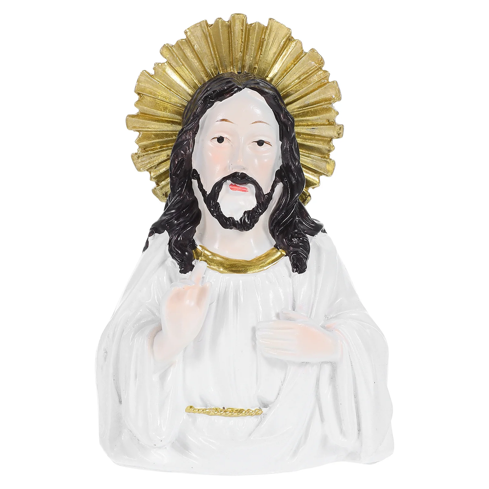 

Jesus Bust Statue Resin Half Sculpture Inspirational Catholic Holiday Home Decor Easter Gift Religious Ornament Small Decorative