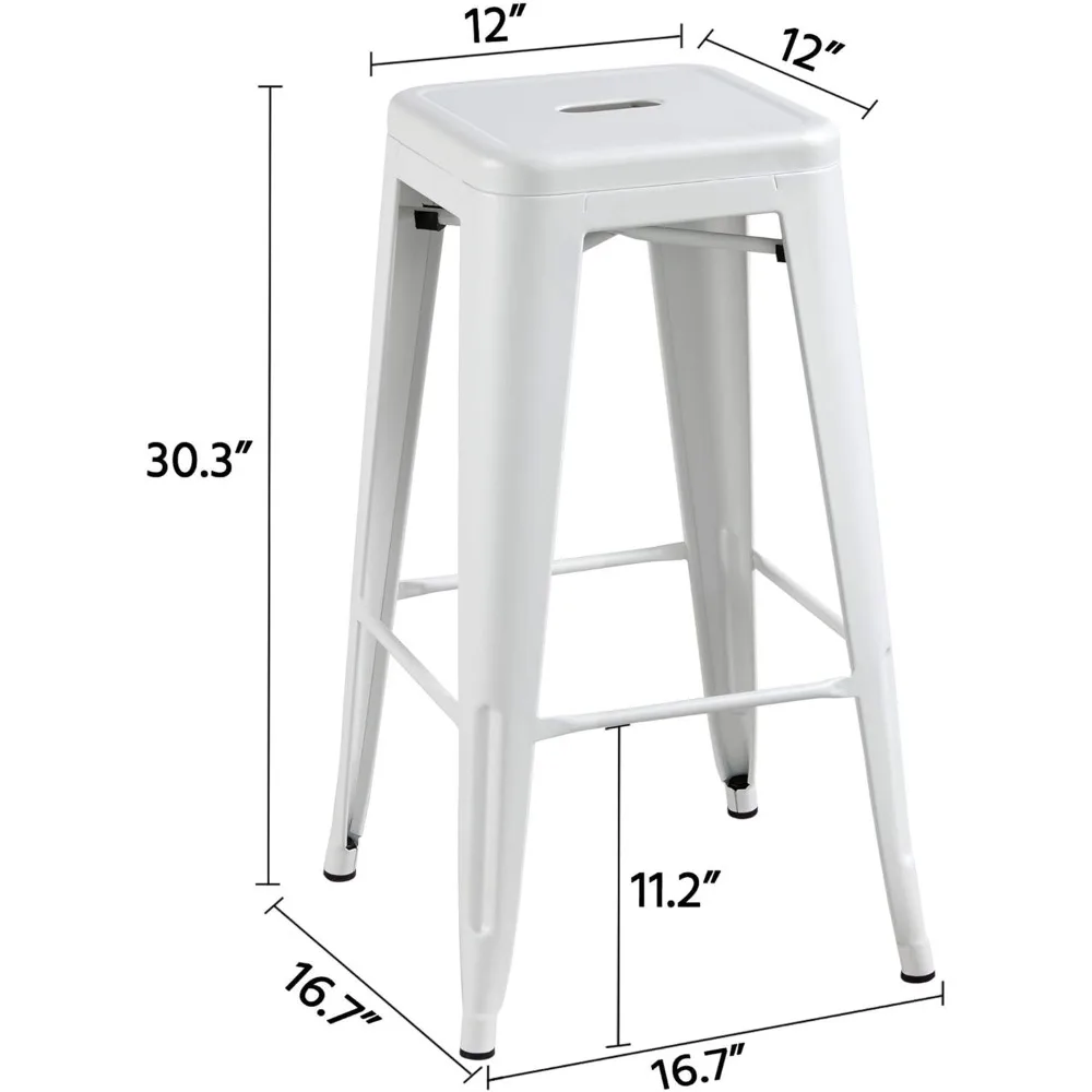 30-дюймовые металлические барные стулья, 4 шт., барные стулья высотой, штабелируемые барные стулья для бистро/патио/кафе/ресторана/столовой/кухни