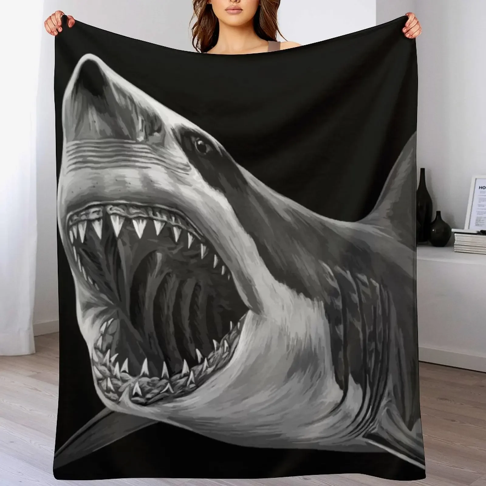 

Great White Shark Throw Blanket Decoratives christmas decoration Picnic Flannel Blankets