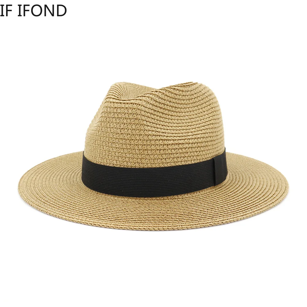 Sombreros panamá de ala ancha para hombre y mujer, sombrero de Jazz de playa, enfriamiento, sol, paja, gran tamaño, 60CM