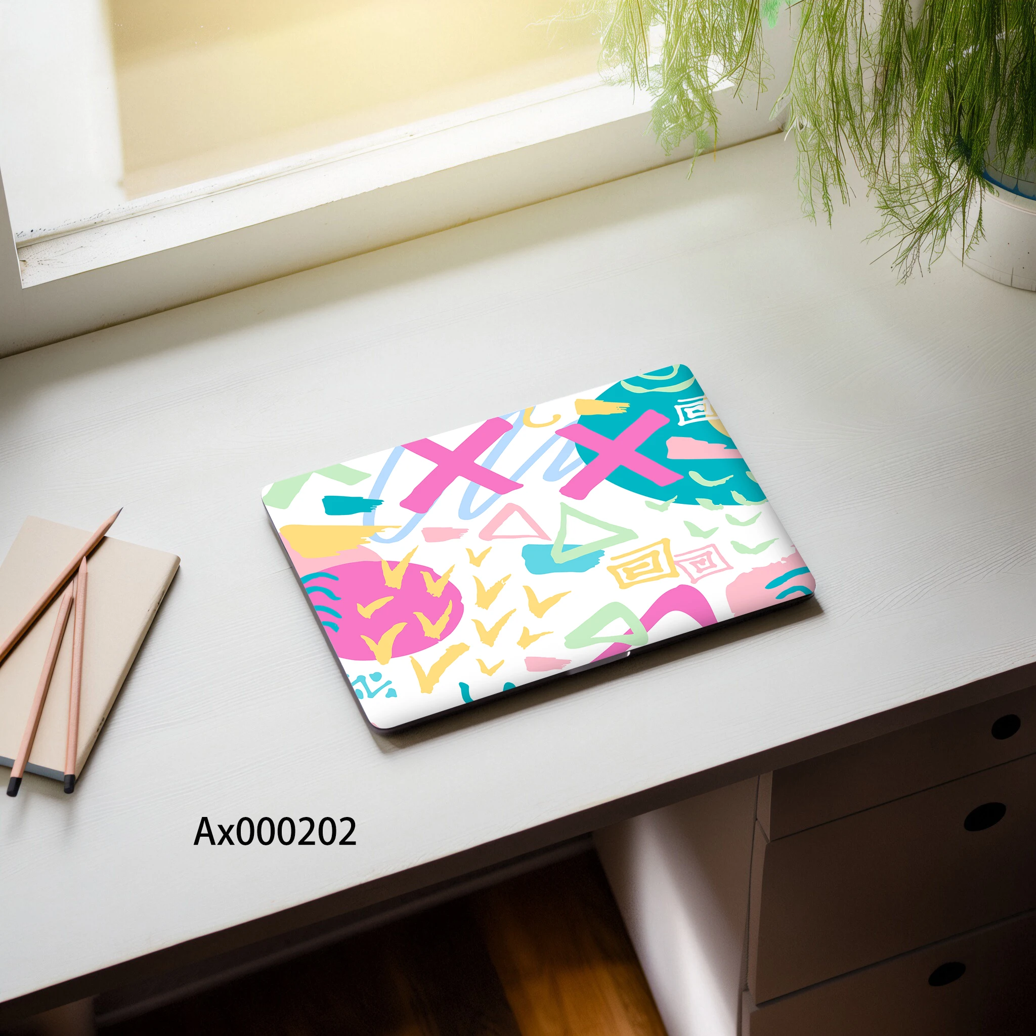 2 قطعة 15.07*10.82 بوصة الملونة الكتابة على الجدران ملصقات الكمبيوتر المحمول مجردة هندسية ذاتية اللصق المضادة للخدش لوازم ديكور الكمبيوتر المحمول #5