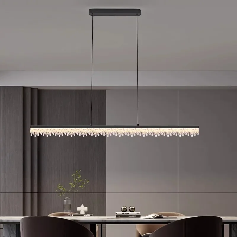 Italian light luxury restaurant chandelier feeling minimalist designer creative glacier one-word bar chandelier