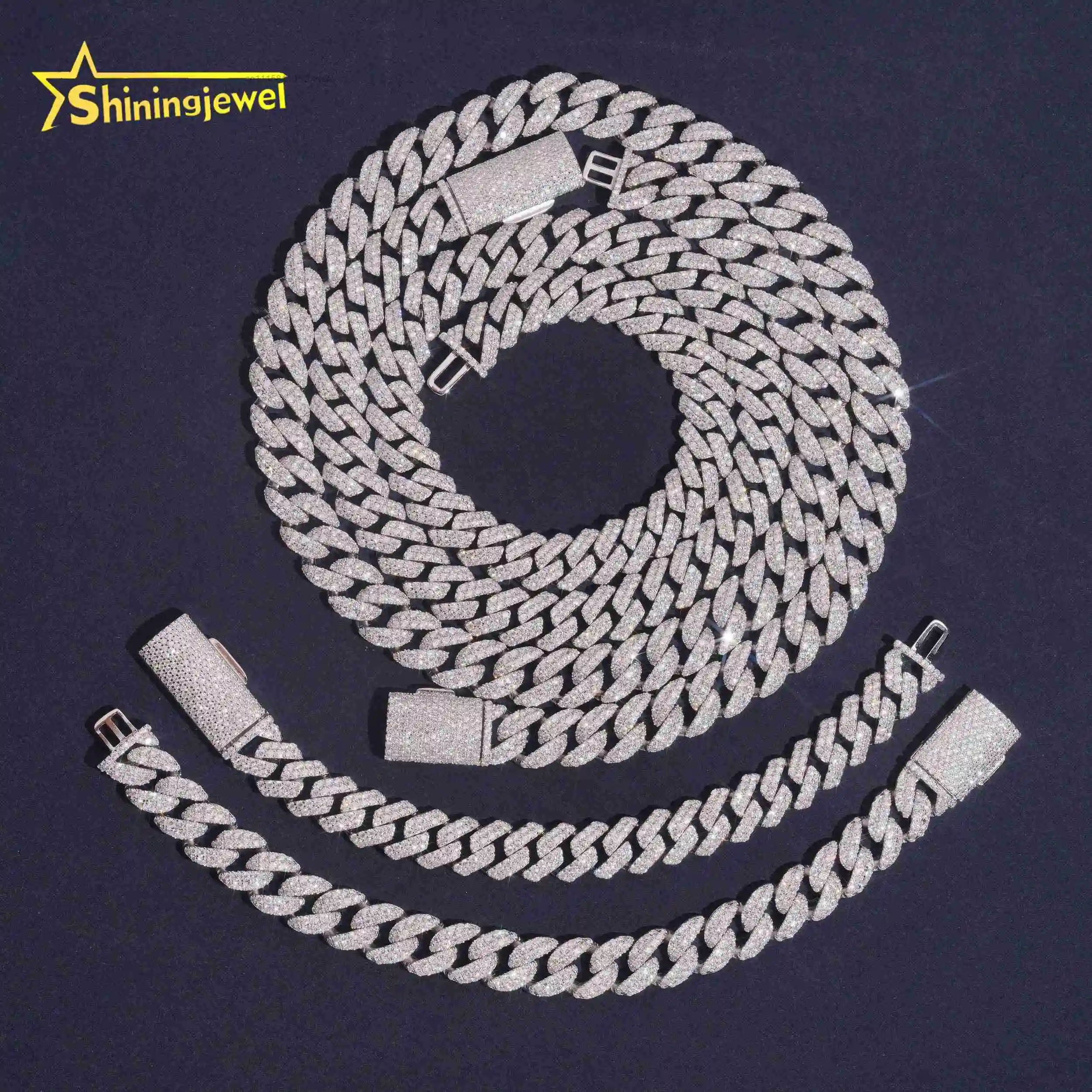 Hip Hop Jewelry Supplier Over10 Years Experience 50 Designs Ready Stock Glittering S925 Silver 12mm Moissanite Cuban Necklaces，