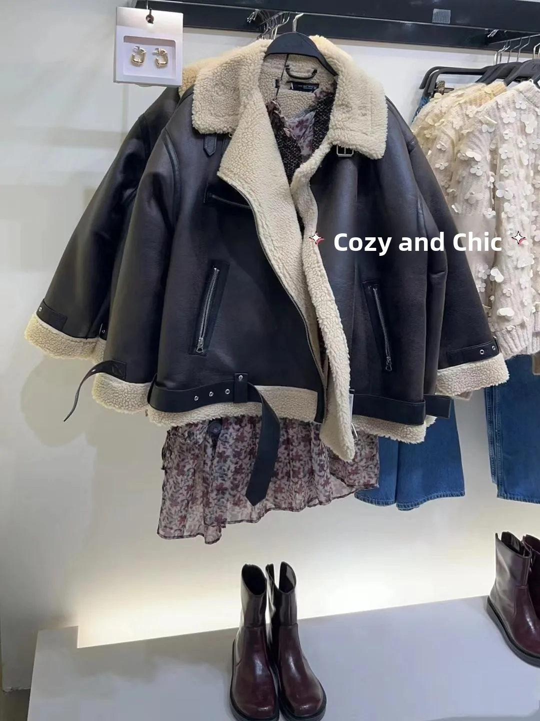 ملابس خارجية لراكبي الدراجات النارية ذات ياقة على الوجهين طويلة Sve من الجلد والفرو Jaet ملابس خارجية للخريف والشتاء وصل حديثًا 8073263