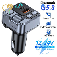 Car Bluetooth Receiver USB U Disk Read PD20w Fast Charging Digital Display Car Mobile Phone Adapter FM Transmiter For Cellphones