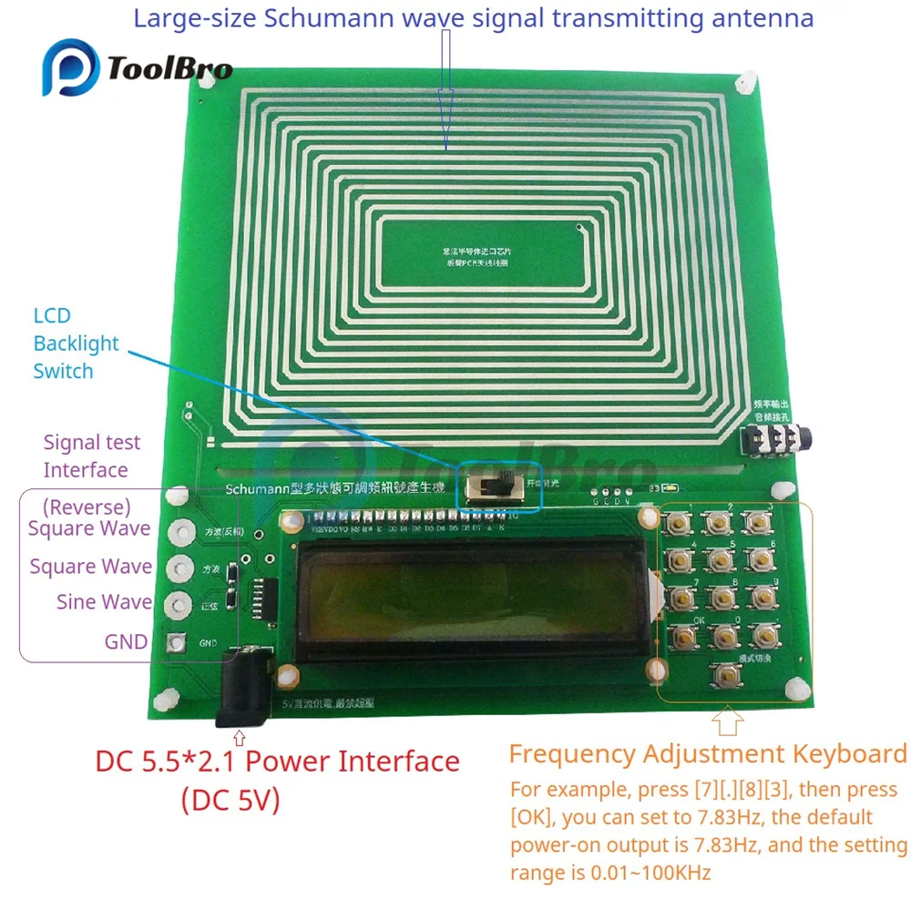 7.83HZ Schumann Wave Generator Pure Sine FM Signal Generator 0.01Hz~300000Hz FM DC 5V Pulse Generator