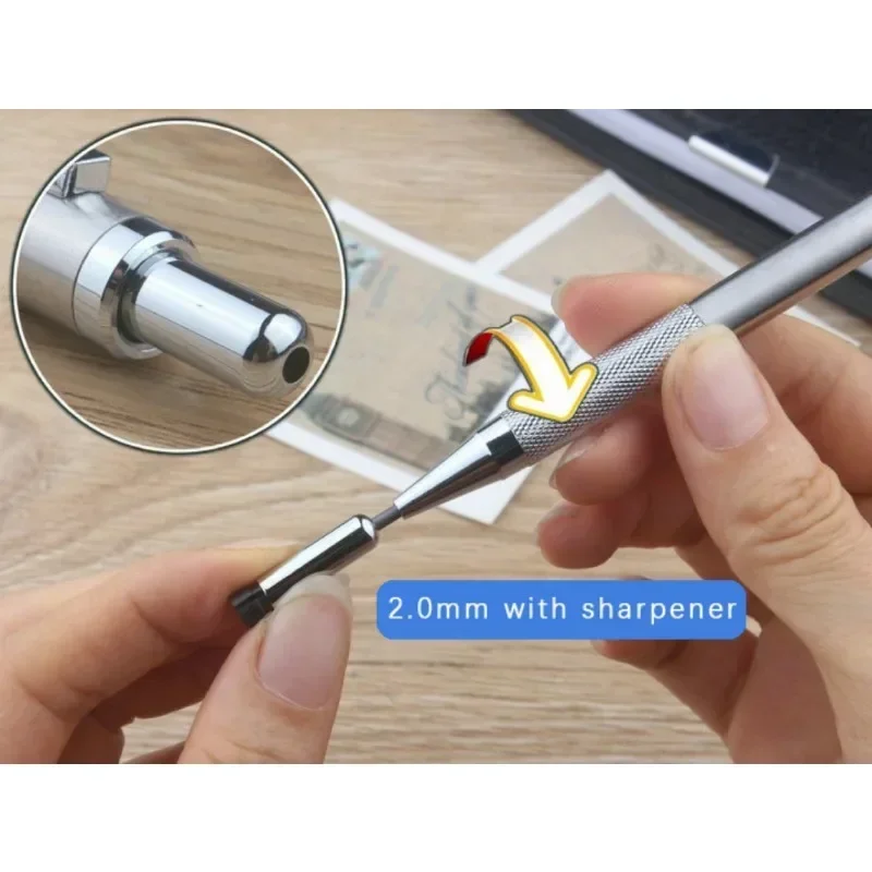 6/12 PCS 0.3/0.5/0.7/0.9/1.3/2.0mm Mechanical Pencil Office School Supplies Art Painting Tool Metal Automatic Pencils Stationery