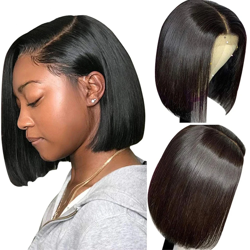 Bone Straight Bob Wig 13x4 Lace Front Human Hair Wigs for Women Natural Color 4x4 Lace Closure Wig Short Bob Wig Human Hair Wigs image 2