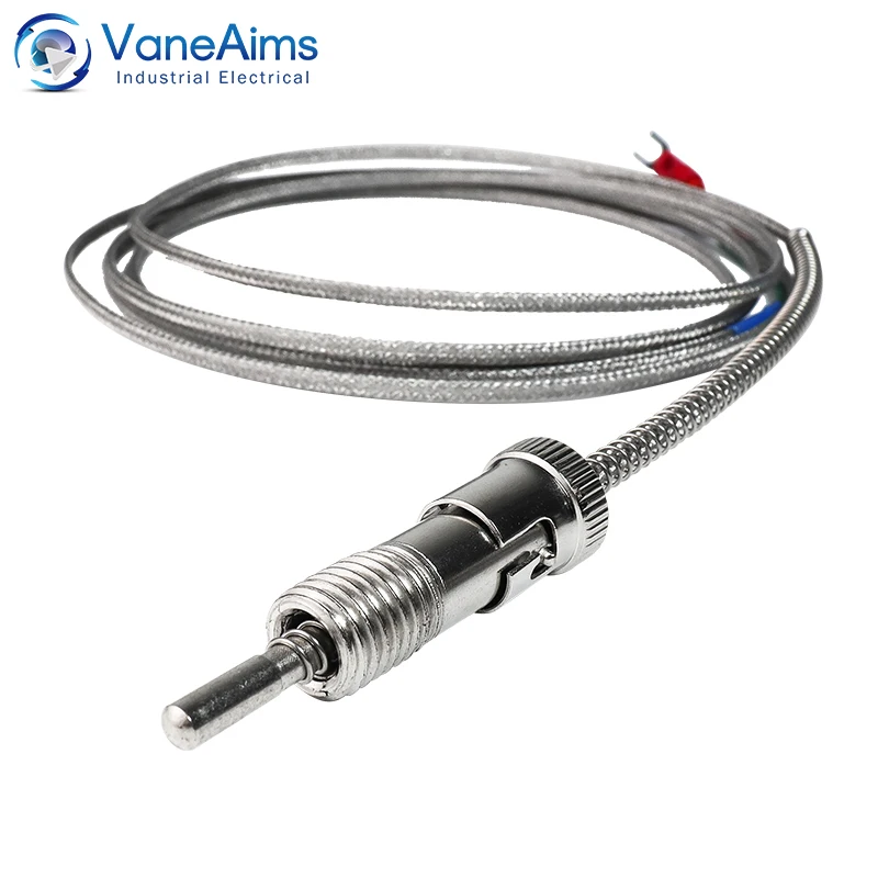 Compression Spring Thermocouple M12 VaneAims K J PT100 Type Metal Temperature Sensor 0.5m 1m 2m 3m for Temperature Controller