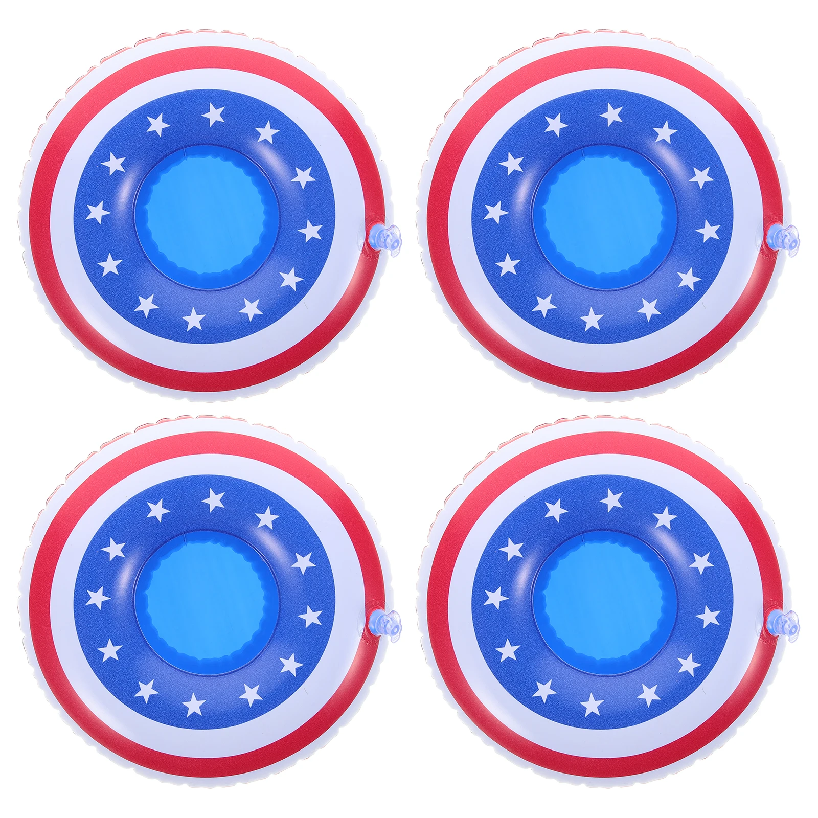 

4pcs Inflatable Drink Holders Party Cup American Flag Design Lightweight Pvc Floating Pool Floats For Water Games