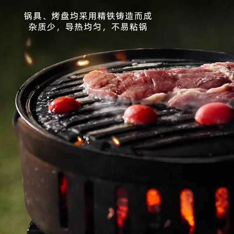 Outdoor camping equipment Camping cookware Picnic pot set Portable supplies Gas stove BBQ firewood