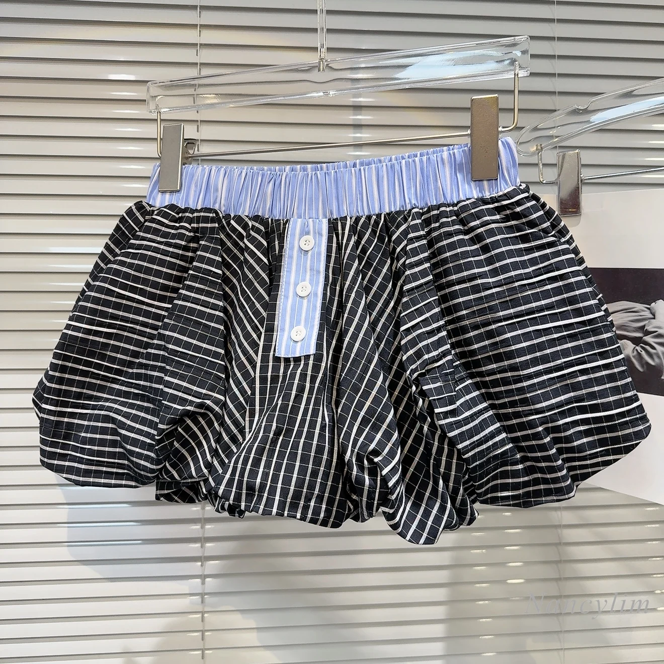 

2025 Spring New Sweet Spice Girl Contrasting Color Plaid Splicing Design Bud Skirt Short Tutu Skirts for Women