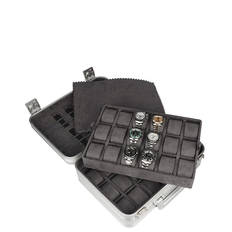 

36 Table Position Watch Storage Box with Lock Aluminum Alloy Watch Box Business Display Watch Suitcase