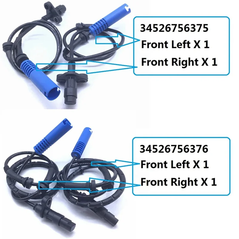 A30F-4PCS BMW E39 525 528 540 용 자동차 왼쪽 및 오른쪽 ABS 센서 34526756375 34526756376