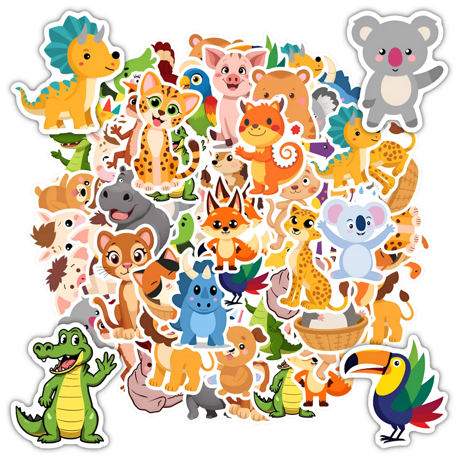 

35 шт.-50 шт., наклейки с милыми животными, игривые наклейки с животными фауны, наклейки для гитары, сделай сам, скейтборд, ноутбук, чемодан, сделай сам