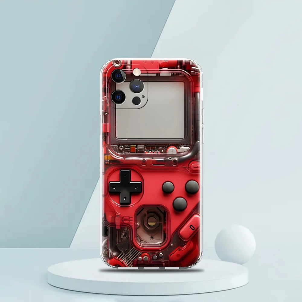 Video Game Boy Vintage GamePad Phone Case for iPhone 16 15 14 13 12 Pro Max Transparent for iPhone 11 Pro Max 7 8 Plus XS Shell