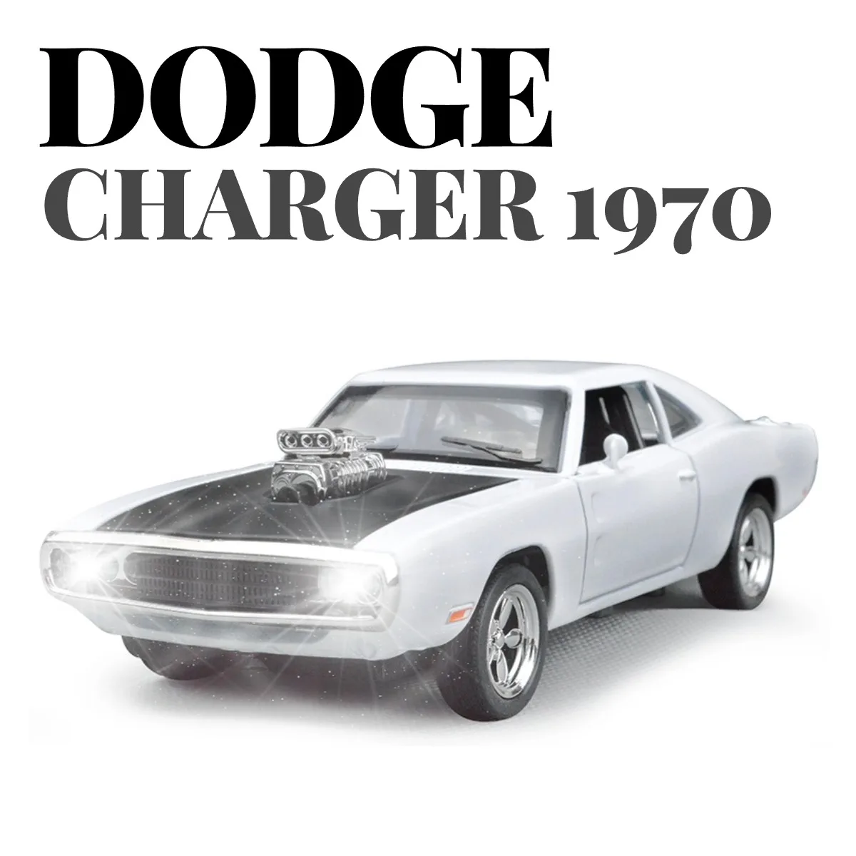 Dodge Charger 1970 Repilca, modèle de voiture musculaire en alliage moulé sous pression, échelle de recul sonore légère, jouet l'inventaire pour enfant, cadeau de Noël pour garçon, 1:32