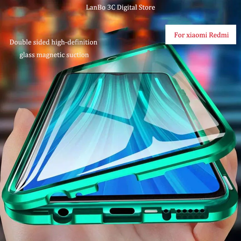 

360 degree fully protected metal magnetic glass shell suitable for Xiaomi 11T 12 13 14 Redmi Note 8 9 10 11 12 Pro