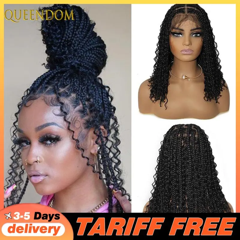 

Богемные кружевные плетеные парики в стиле бохо для женщин, африканские вьющиеся концы, синтетический парик без узлов, плетение парика с волосами ребенка