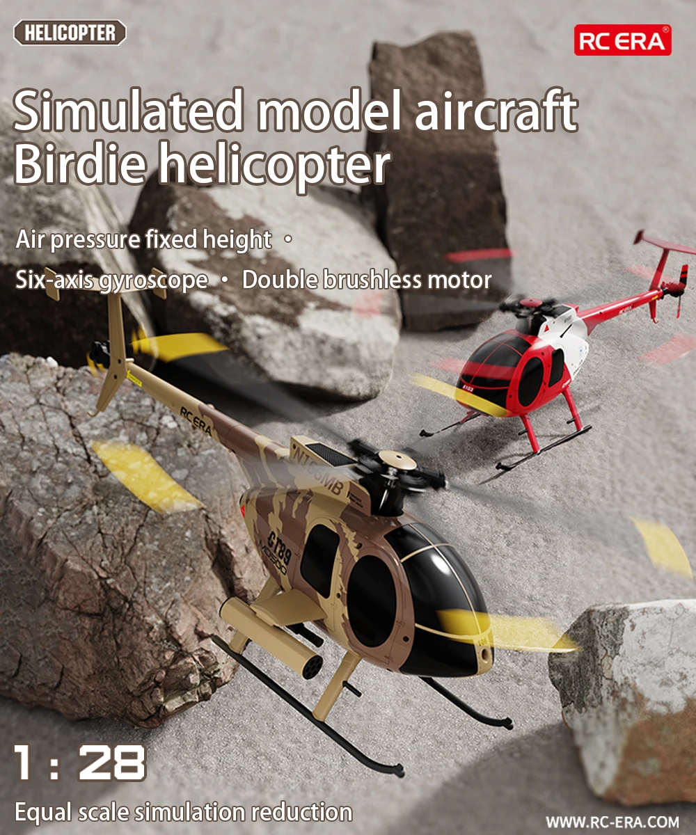 RC ERA C189 (MD500) 4CH Helicóptero 1/28 15min Voo Giroscópio de 6 eixos Dual Brushless Fluxo óptico Posicionamento Avião de controle remoto