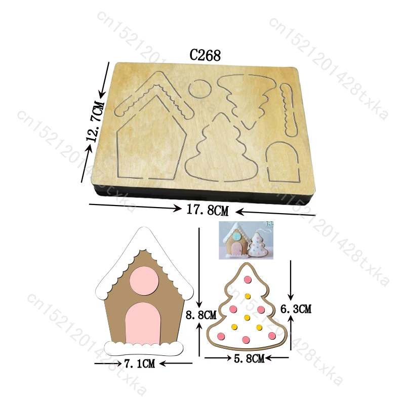 

Рождественский домик Деревянный штамп для скрапбукинга, штампы для резки елки, C268, новый, несколько размеров