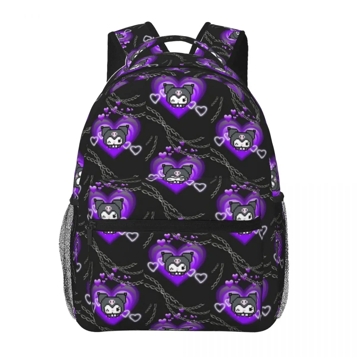 Kuromi mochila leve, elegante escola padrão saco, nova impressão, 17"