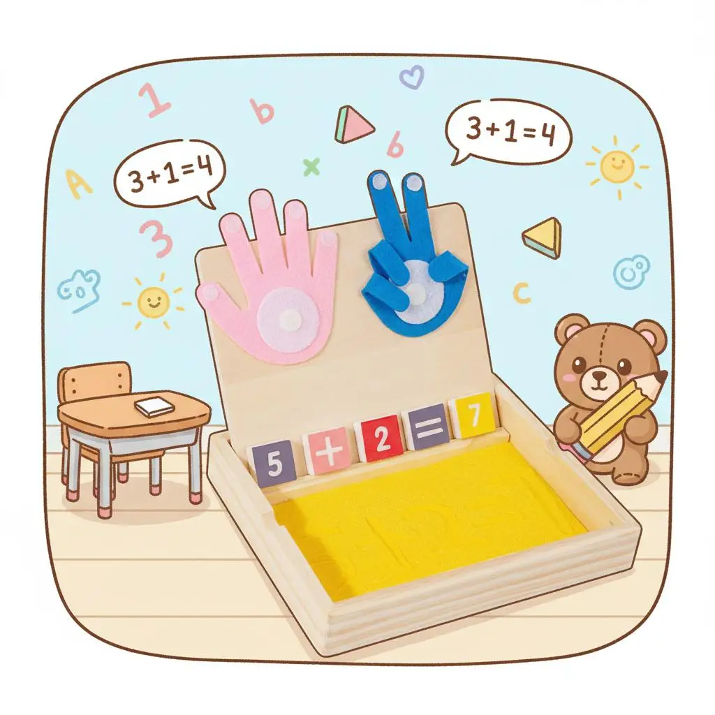 Bandeja de arena de madera con bolígrafo de madera para escribir letras y números, juguetes educativos para edades tempranas, juego de fiesta, juguetes de matemáticas