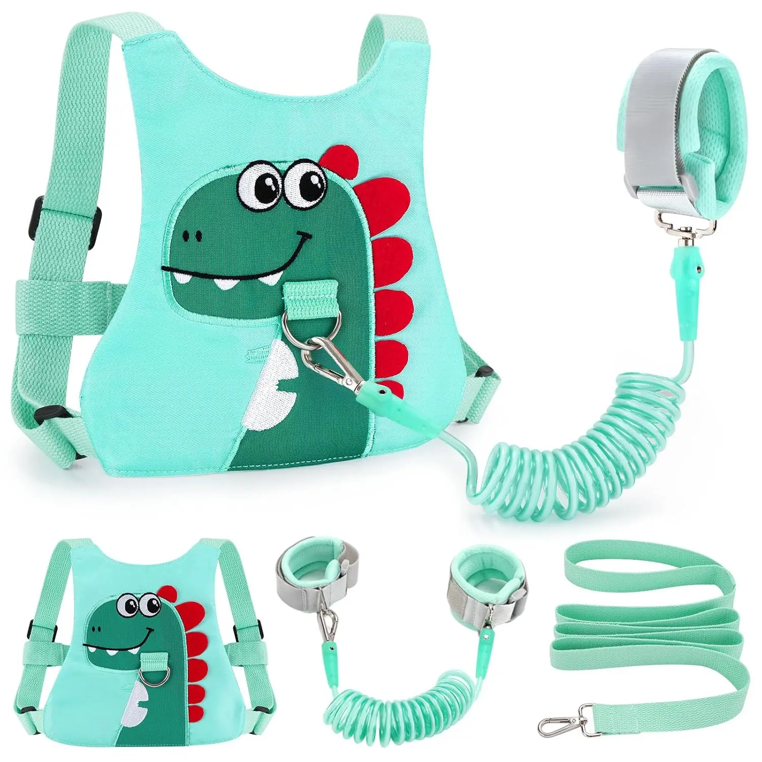 

Toddler Leash Baby Walking Safety Harness Anti Lost Wrist Link for Girls Boys Travel Green