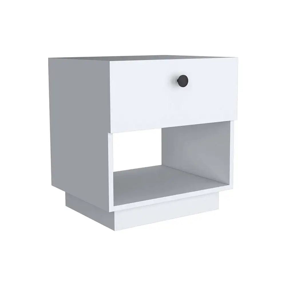 

Single Drawer Nightstand 19"H with Open Storage Shelf White