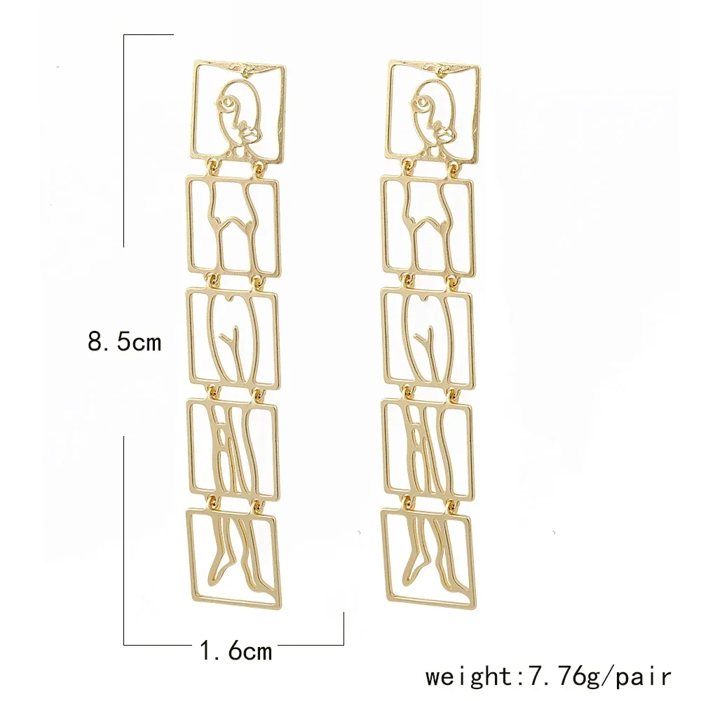 2023 zagubiona dama nowa kreatywna kwadratowa geometria damska zwisające kolczyki sam akapit prezent urodzinowy dla niej sprzedaż hurtowa biżuterii