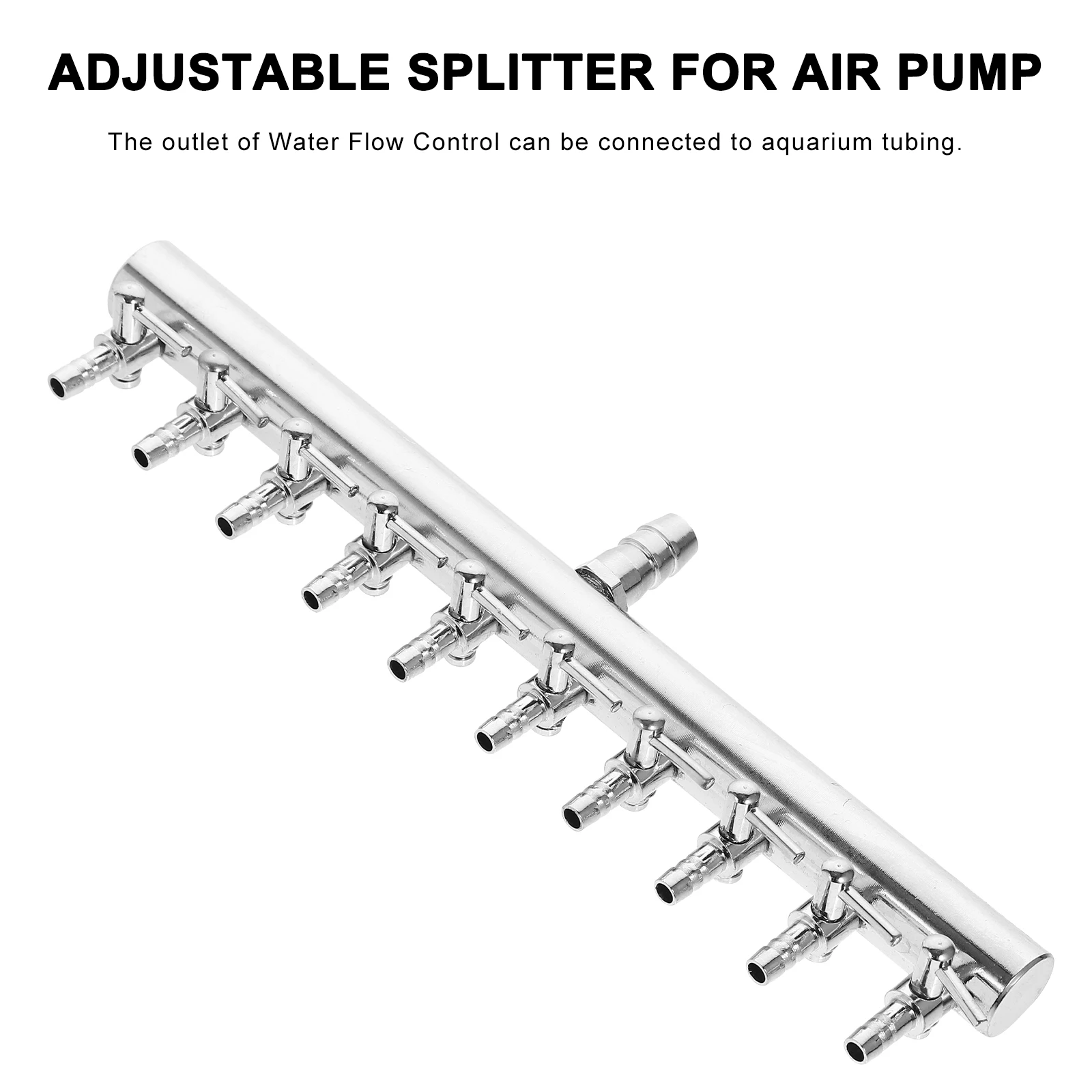 

10 Ways Stainless Steel Aquarium Air Pump Flow Lever Splitter Manifold Oxygen Tube Distributor Inline Control 8 to 4mm Silver