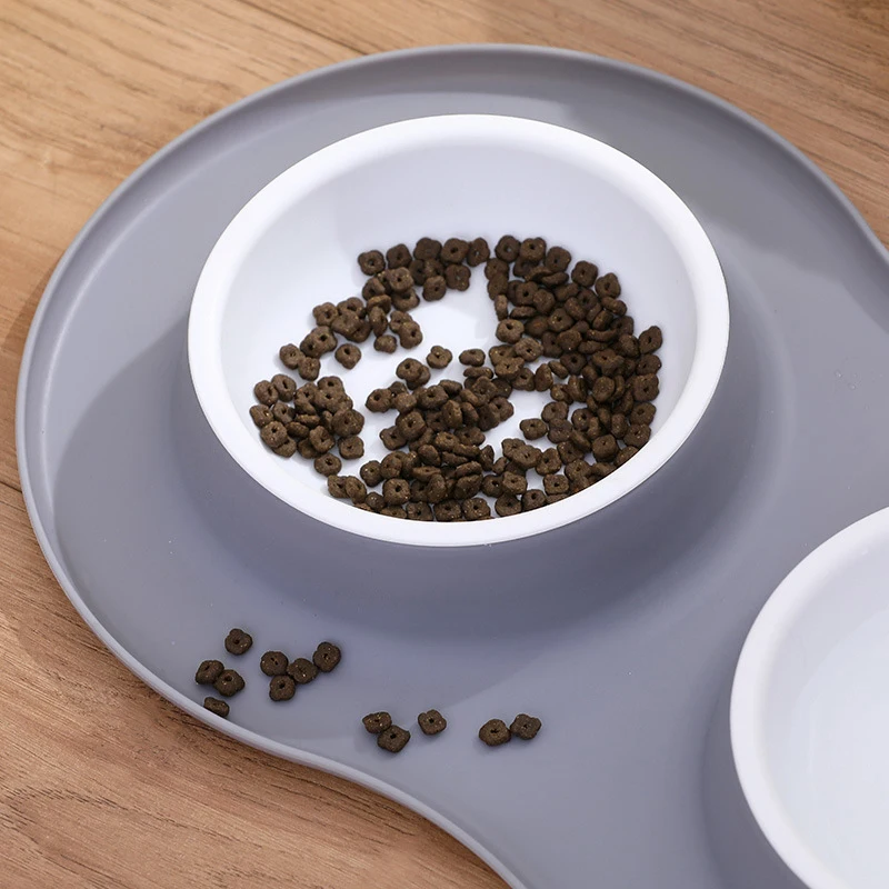 Anti-splash Double Food Bowls For Large Dogs Silicone Dog Bowl Mat Water Drinking Bowl For Cats Anti Slip Dog Dish Accessories