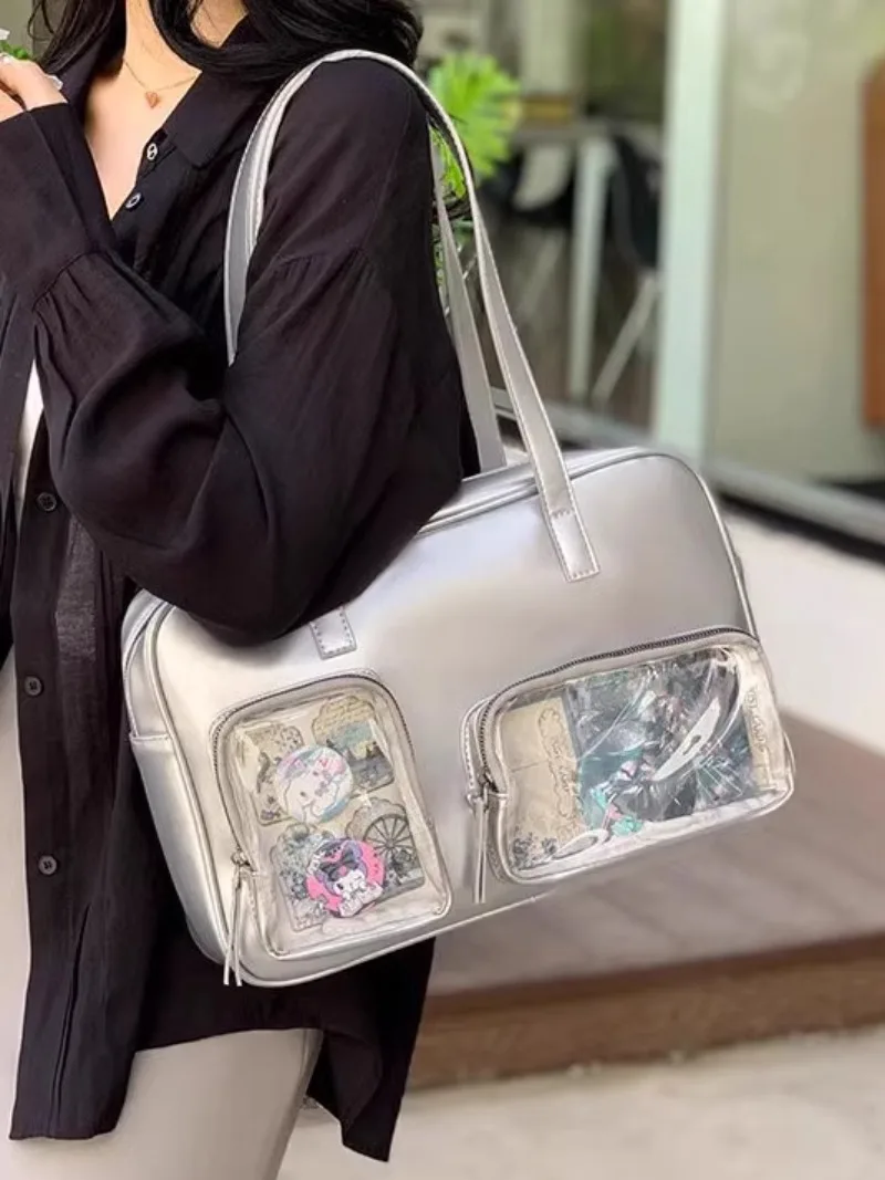 Novo transparente ita bolsos mujer grande capacidade bolsa de mão bolsos duplos sac femme axilas sacos ombro alta capacidade bolso