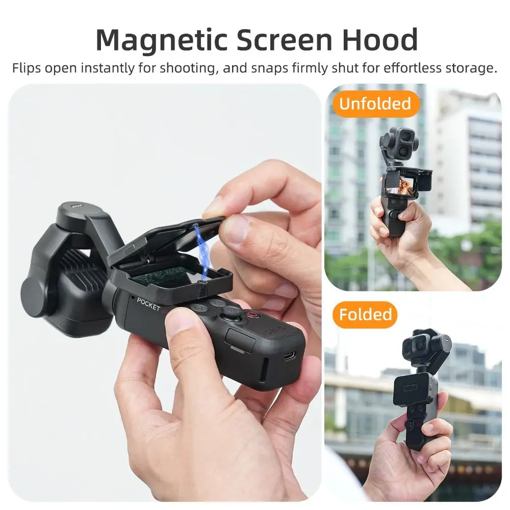 Foldable Screen Sun Shade Anti-Glare Magnetic Sun Hood Lightweight Quick Release Screen Sunshade Hood for DJI Osmo Pocket 4P/4/3