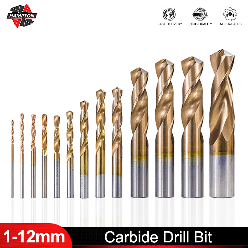 Tungsten Carbide Drill Bits 1.0-12mm TiCN Coated Twist Drill Bit Set For CNC Lathe Machine Metalworking Drill Bit Set